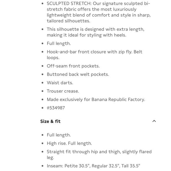 NWT Women's Banana Republic Brown Sculpted Stretch Trousers Size 18 - Picture 6 of 10